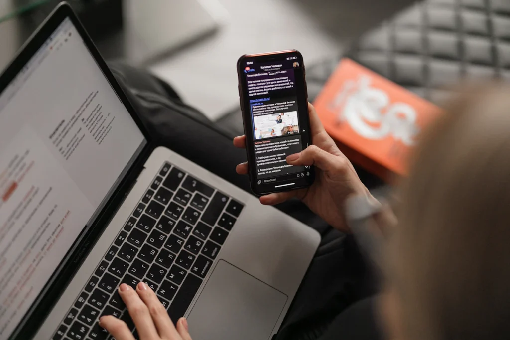 Responsive website shown on a phone
